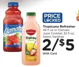 Kroger Tropicana Refresher or Clamato Juice Cocktail offer