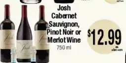 Big Saver Foods Josh Cabernet Sauvignon, Pinot Noir or Merlot Wine offer
