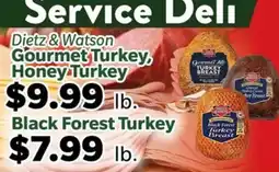 Living Fresh Market Dietz & Watson Gourmet Turkey, Honey Turkey, Black Forest Turkey offer