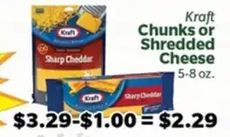 Living Fresh Market Kraft Chunks or Shredded Cheese offer