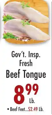Garden Fresh Market Gov't Insp. Fresh Beef Tongue offer