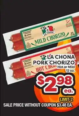 Torres Supermercado LA CHONA PORK CHORIZO offer