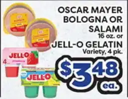 Torres Supermercado OSCAR MAYER BOLOGNA OR SALAMI, 16 oz. or JELL-O GELATIN, Variety, 4 pk offer
