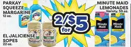 Torres Supermercado PARKAY SQUEEZE MARGARINE, EL JALICIENSE SOPES, MINUTE MAID LEMONADES offer