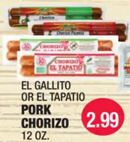 Carnicerias Jimenez EL GALLITO OR EL TAPATIO PORK CHORIZO offer