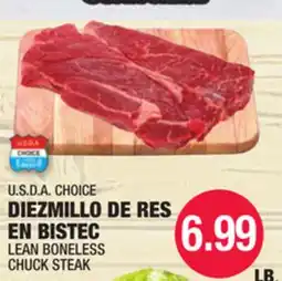 Carnicerias Jimenez U.S.D.A. CHOICE LEAN BONELESS CHUCK STEAK offer