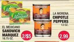 Carnicerias Jimenez EL MEXICANO SANDWICH MARQUEZ, LA MORENA CHIPOTLE PEPPERS offer