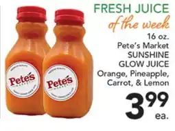 Pete's Fresh Market Pete's Market SUNSHINE GLOW JUICE offer