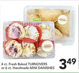 Pete's Fresh Market 4 ct. Fresh Baked TURNOVERS or 6 ct. Handmade MINI DANISHES offer