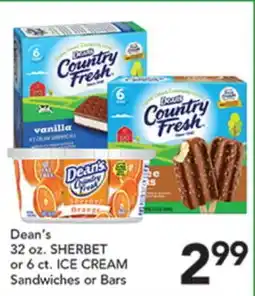 Pete's Fresh Market Dean's 32 oz. SHERBET or 6 ct. ICE CREAM Sandwiches or Bars offer