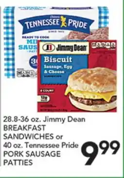 Pete's Fresh Market 28.8-36 oz. Jimmy Dean BREAKFAST SANDWICHES or 40 oz. Tennessee Pride PORK SAUSAGE PATTIES offer