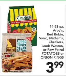 Pete's Fresh Market Arby's, Red Robin, Sonic, Nathan's, Checkers, Lamb Weston, or Paw Patrol POTATOES or ONION RINGS offer