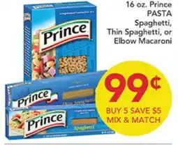 Pete's Fresh Market 16 oz. Prince PASTA Spaghetti, Thin Spaghetti, or Elbow Macaroni offer