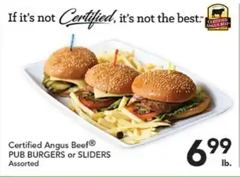 Pete's Fresh Market Certified Angus Beef PUB BURGERS or SLIDERS offer