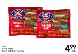 Pete's Fresh Market 14 oz. Scott Pete BEEF JUMBO FRANKS offer