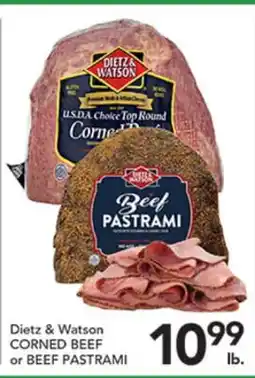 Pete's Fresh Market Dietz & Watson CORNED BEEF or BEEF PASTRAMI offer