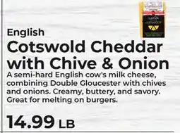 Sunset Foods English Cotswold Cheddar with Chive & Onion offer