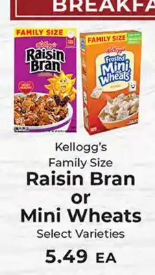 Sunset Foods Kellogg's Family Size Raisin Bran or Mini Wheats offer