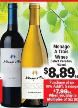 Angelo Caputo's Fresh Market Menage A Trois Wines offer