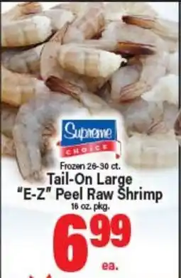 Angelo Caputo's Fresh Market Frozen 26-30 ct. Tail-On Large E-Z Peel Raw Shrimp offer