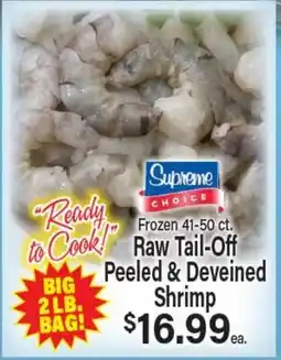 Angelo Caputo's Fresh Market Supreme CHOICE Frozen 41-50 ct. Raw Tail-Off Peeled & Deveined Shrimp offer