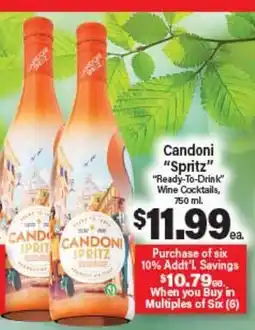 Angelo Caputo's Fresh Market Candoni Spritz Ready-To-Drink Wine Cocktails offer