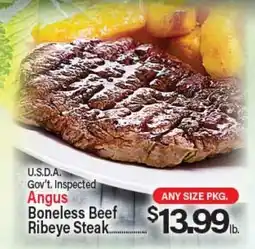 Angelo Caputo's Fresh Market U.S.D.A. Gov't. Inspected Angus Boneless Beef Ribeye Steak offer