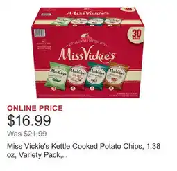 Costco Miss Vickie's Kettle Cooked Potato Chips, 1.38 oz, Variety Pack, 30-count offer