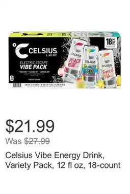 Costco Celsius Vibe Energy Drink, Variety Pack, 12 fl oz, 18-count offer