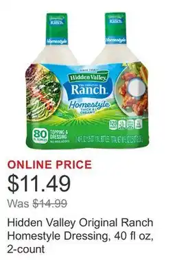 Costco Hidden Valley Original Ranch Homestyle Dressing, 40 fl oz, 2-count offer