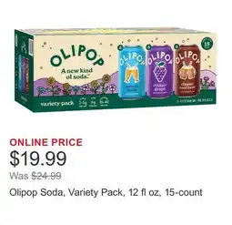 Costco Olipop Soda, Variety Pack, 12 fl oz, 15-count offer