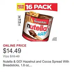 Costco Nutella & GO! Hazelnut and Cocoa Spread With Breadsticks, 1.8 oz offer