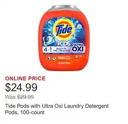 Costco Tide Pods with Ultra Oxi Laundry Detergent Pods, 100-count offer