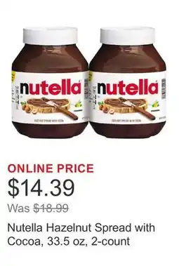Costco Nutella Hazelnut Spread with Cocoa, 33.5 oz, 2-count offer