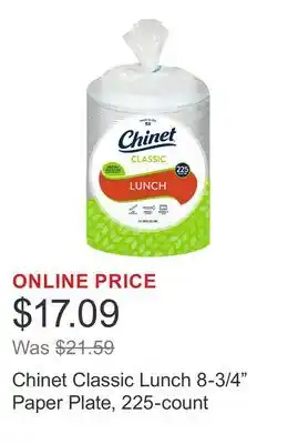 Costco Chinet Classic Lunch 8-3/4 Paper Plate, 225-count offer