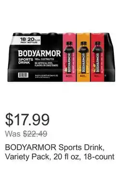 Costco BODYARMOR Sports Drink, Variety Pack, 20 fl oz, 18-count offer