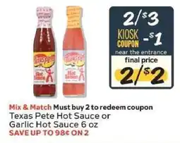 Winn Dixie Texas Pete Hot Sauce or Garlic Hot Sauce offer