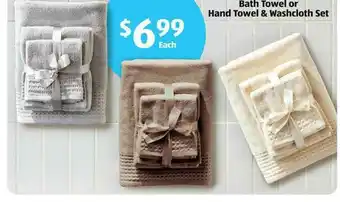 Aldi Bath Towel Or Hand Towel & Washcloth Set offer