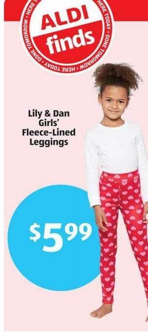 Aldi Lily & Dan Girls' Fleece-lined Leggings offer
