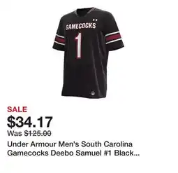 Dick's Sporting Goods Under Armour Men's South Carolina Gamecocks Deebo Samuel #1 Black Replica Football Jersey offer