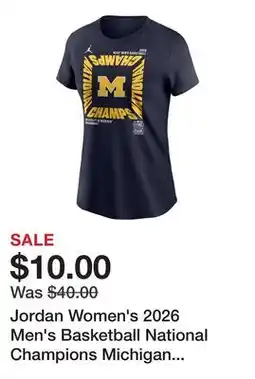 Dick's Sporting Goods Jordan Women's 2026 Men's Basketball National Champions Michigan Wolverines Parade T-Shirt offer