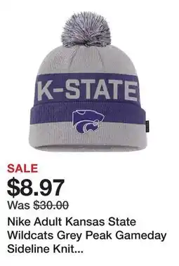 Dick's Sporting Goods Nike Adult Kansas State Wildcats Grey Peak Gameday Sideline Knit Beanie offer