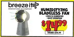 Ollie's BREEZE IT HUMIDIFYING BLADELESS FAN offer