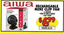 Ollie's RECHARGEABLE MINI CLIP FAN offer