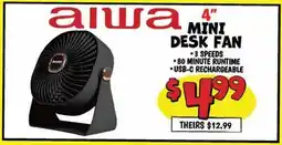 Ollie's AIWA 4 MINI DESK FAN offer