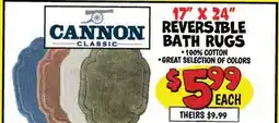 Ollie's CANNON CLASSIC REVERSIBLE BATH RUGS offer