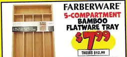 Ollie's FARBERWARE 5-COMPARTMENT BAMBOO FLATWARE TRAY offer