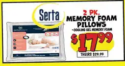 Ollie's Serta 2 PK. MEMORY FOAM PILLOWS offer