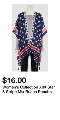 Kohl's Women's Collection XIIX Star & Stripe Mix Ruana Poncho offer