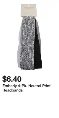 Kohl's Emberly 4-Pk. Neutral Print Headbands offer
